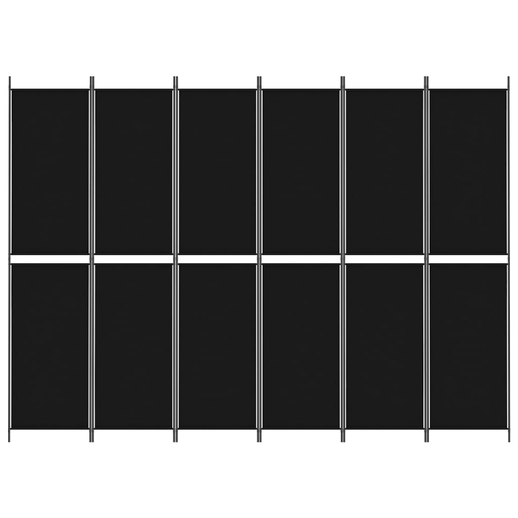 Paravan de cameră cu 6 panouri, negru, 300x220 cm, textil GartenMobel Dekor