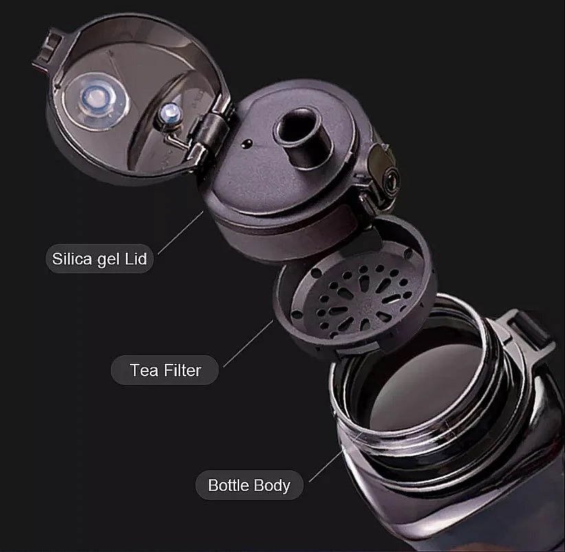 Sticla apa Uzspace Tritan, fara BPA cu capac 650ml roz Handy KitchenServ