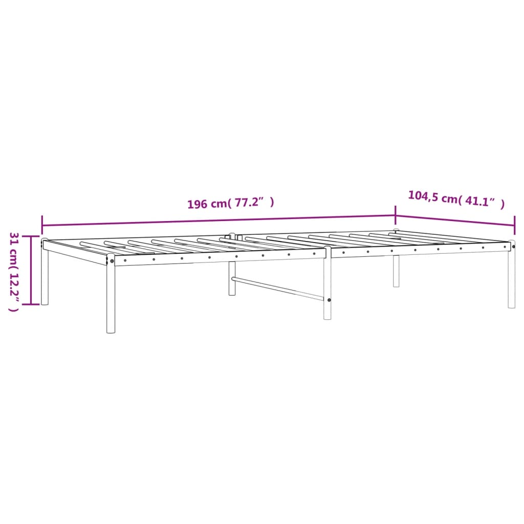 Cadru pat metalic, negru, 100x190 cm GartenMobel Dekor