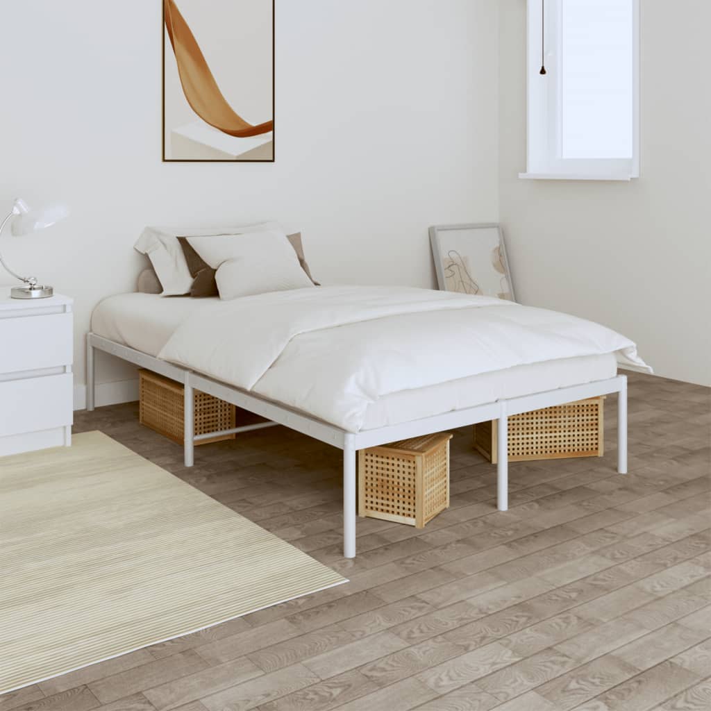 Cadru pat metalic, alb, 135x190 cm GartenMobel Dekor