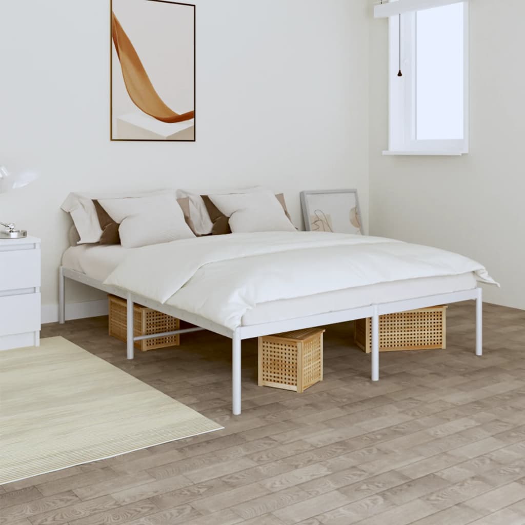 Cadru pat metalic, alb, 150x200 cm GartenMobel Dekor
