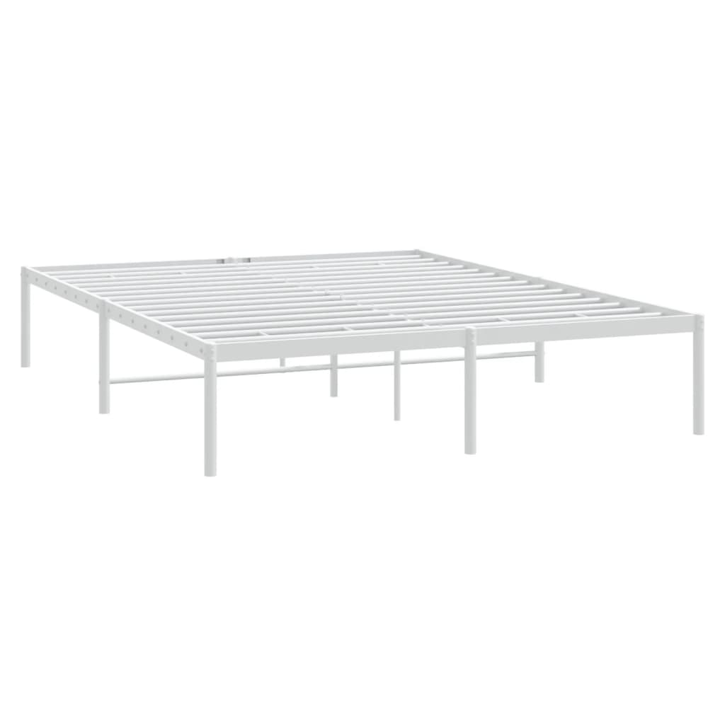 Cadru pat metalic, alb, 150x200 cm GartenMobel Dekor