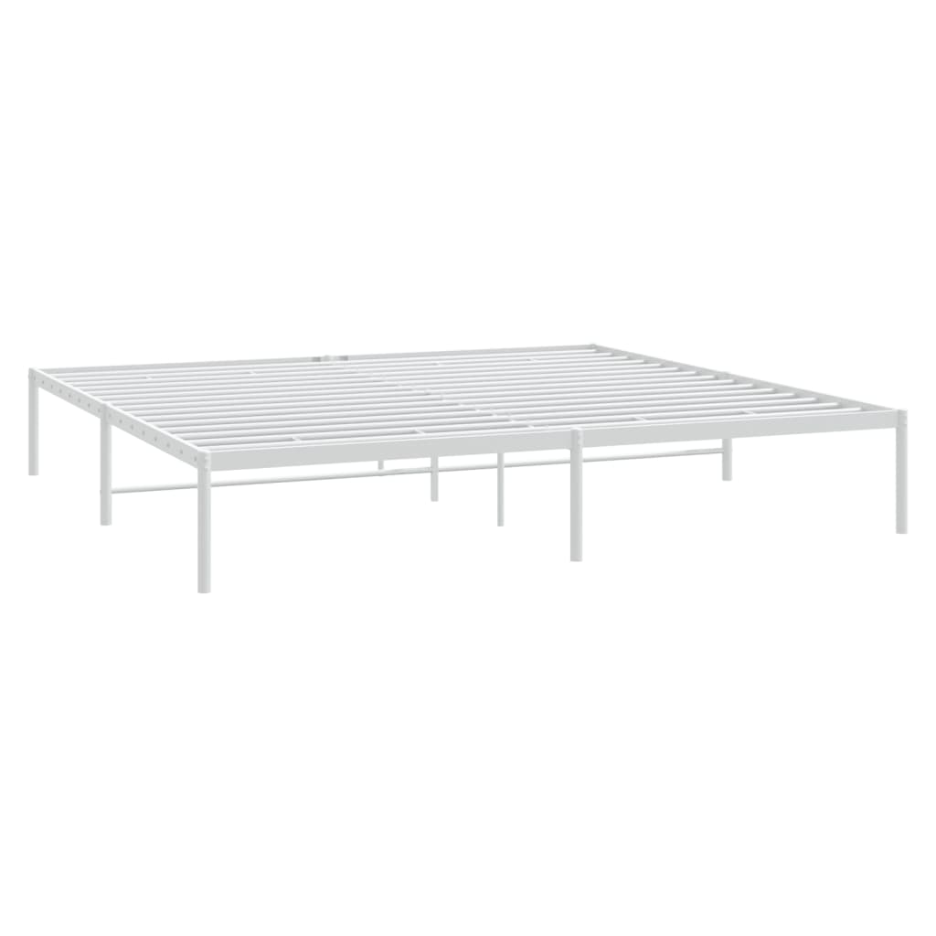 Cadru pat metalic, alb, 193x203 cm GartenMobel Dekor