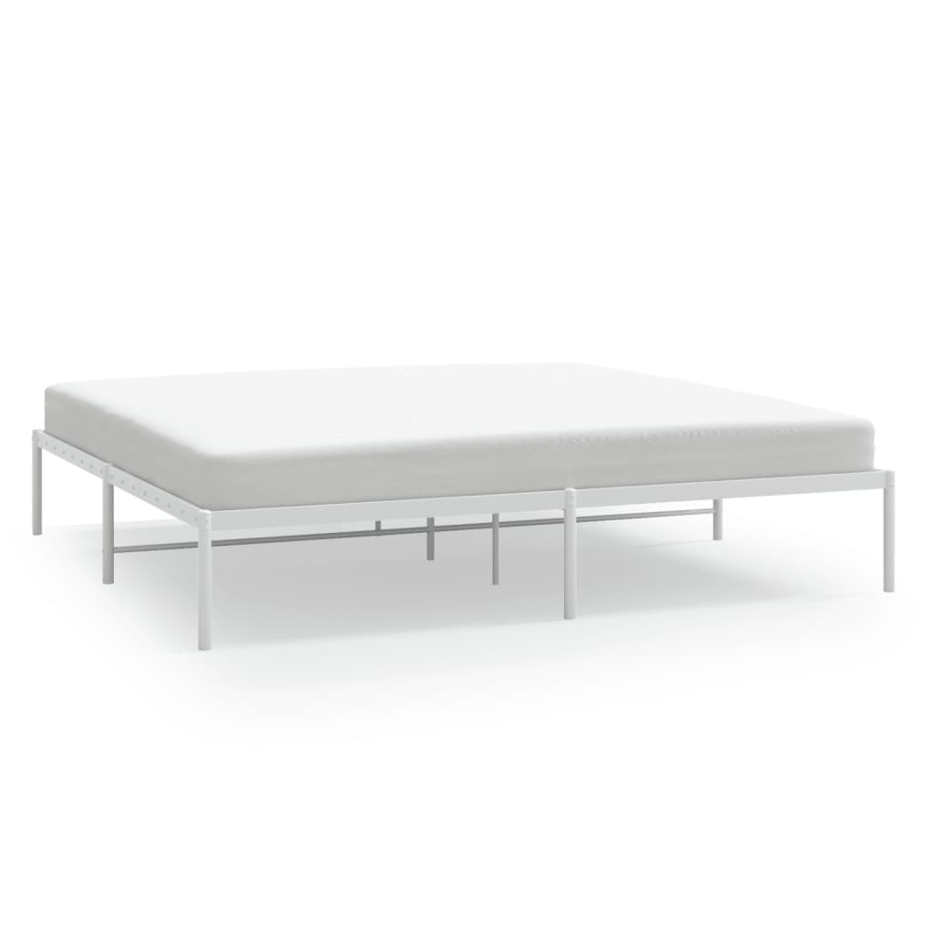 Cadru pat metalic, alb, 193x203 cm GartenMobel Dekor
