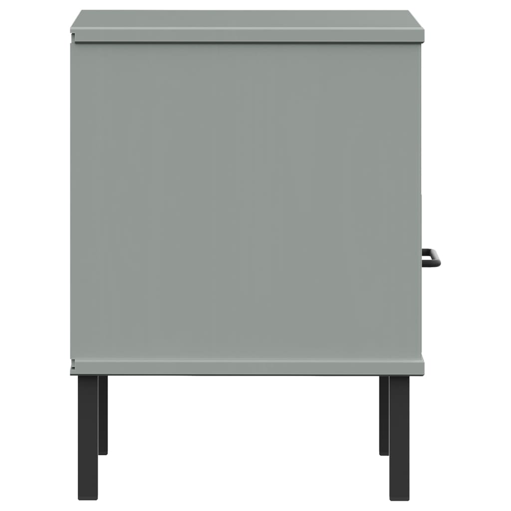 Noptieră cu picioare metalice „OSLO”, gri, lemn masiv pin GartenMobel Dekor