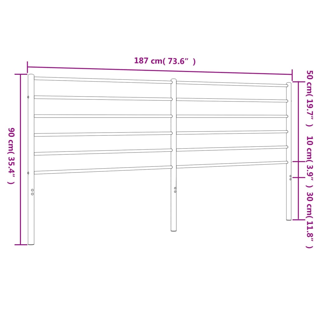 Tăblie de pat metalică, alb, 180 cm GartenMobel Dekor