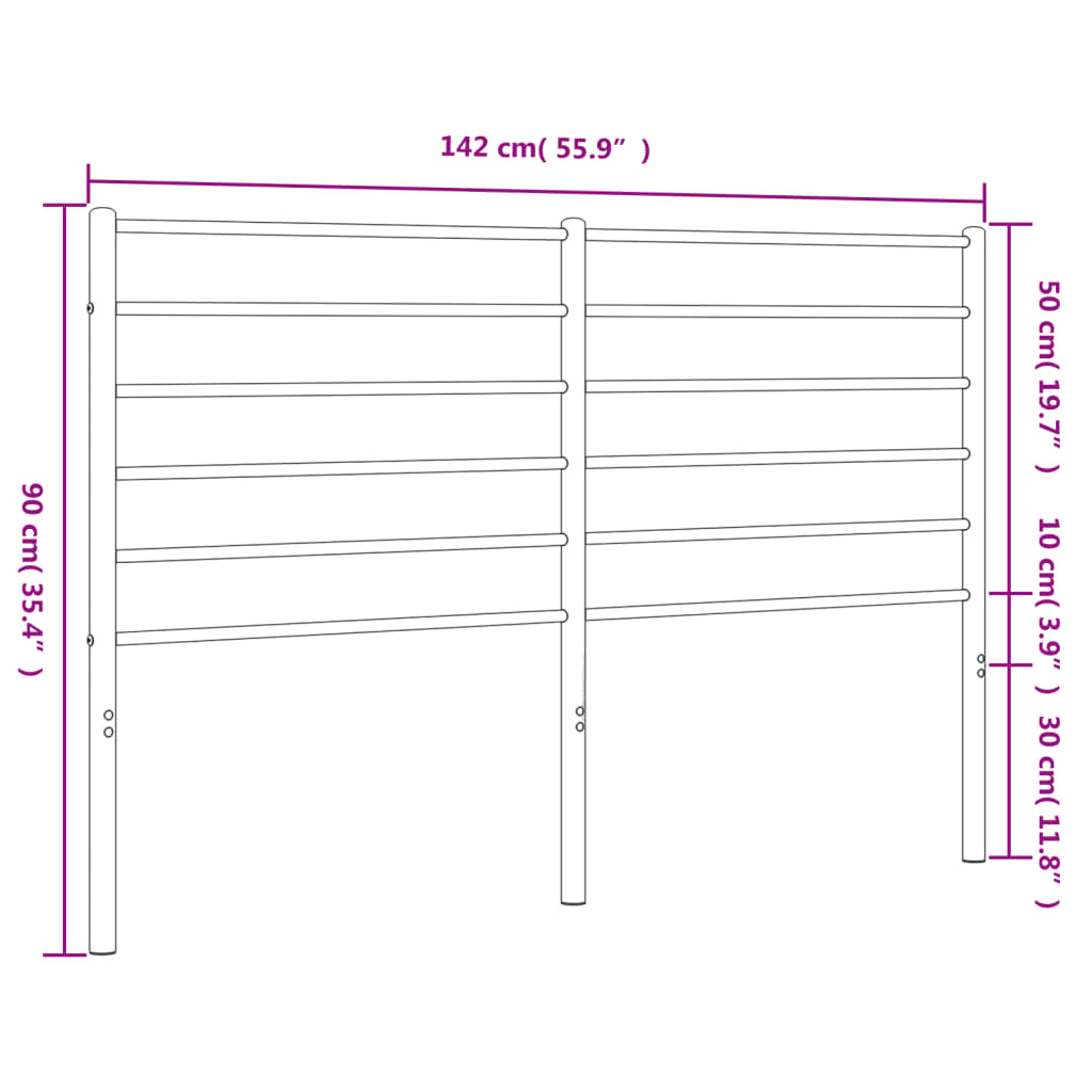 Tăblie de pat metalică, negru, 135 cm GartenMobel Dekor