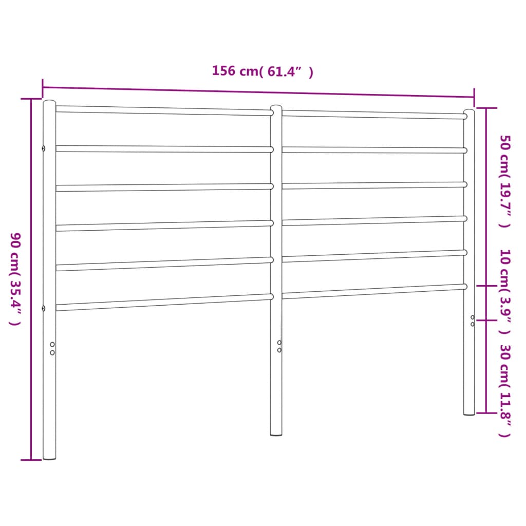 Tăblie de pat metalică, negru, 150 cm GartenMobel Dekor