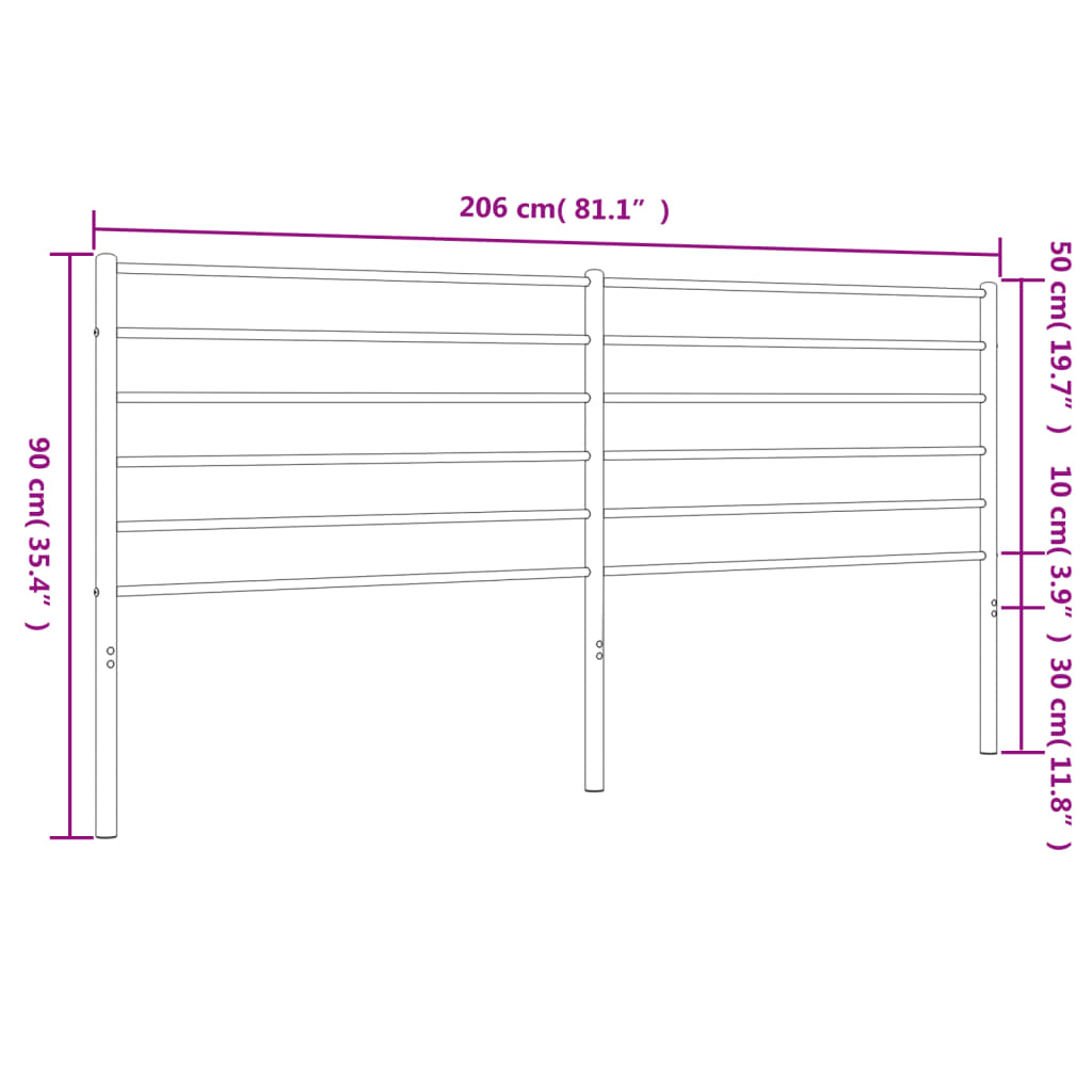 Tăblie de pat metalică, negru, 200 cm GartenMobel Dekor