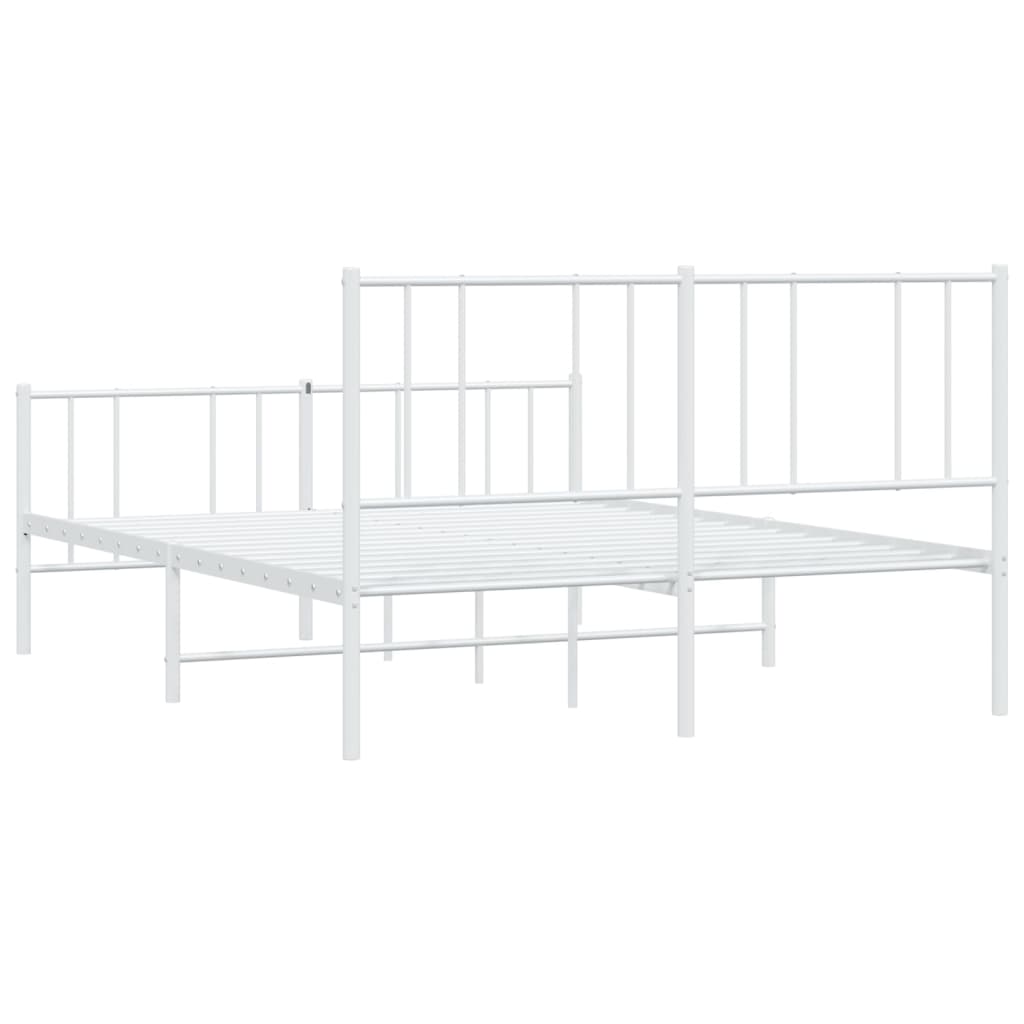 Cadru de pat metalic cu tăblie, alb, 120x190 cm GartenMobel Dekor