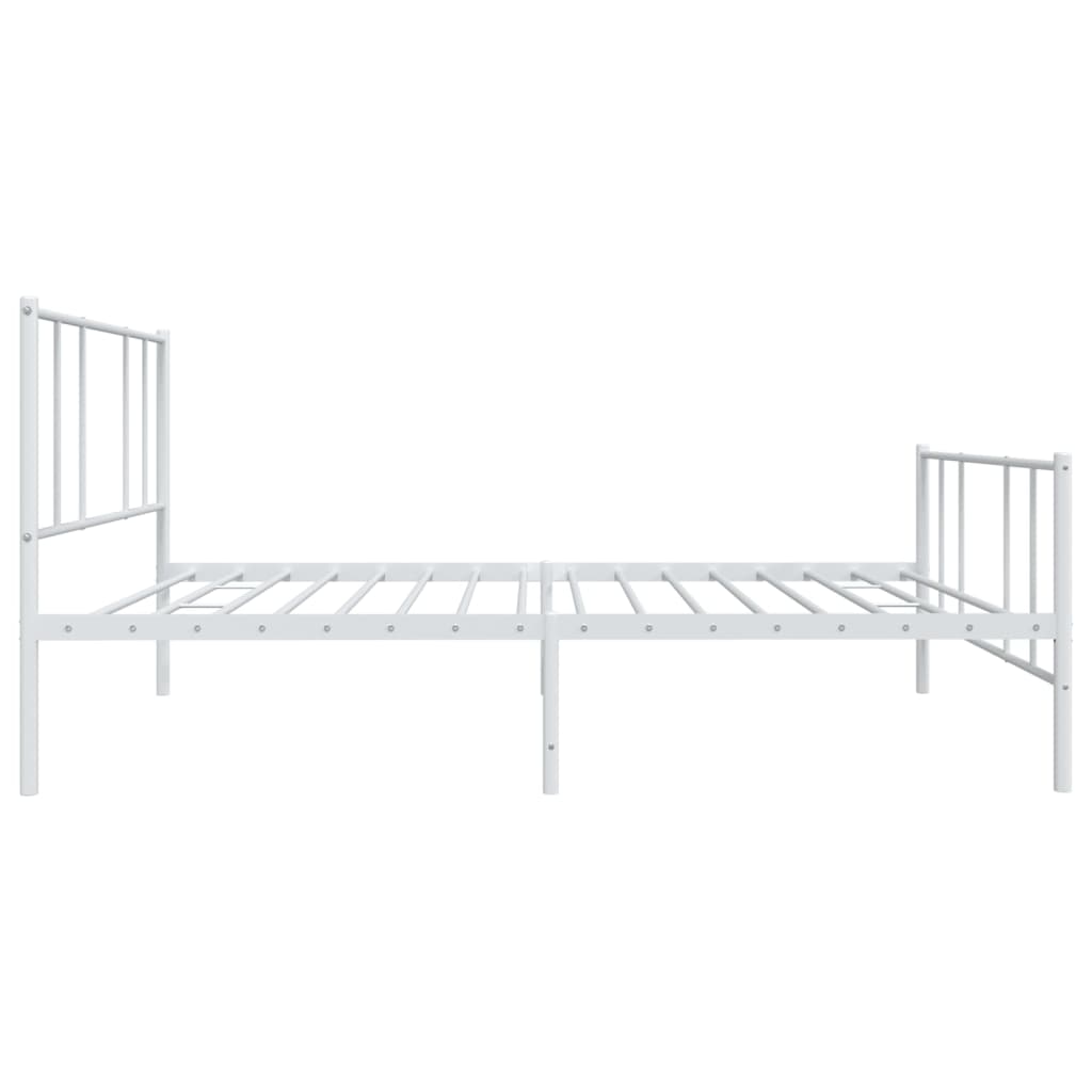 Cadru de pat metalic cu tăblie de cap/picioare, alb, 100x200 cm GartenMobel Dekor