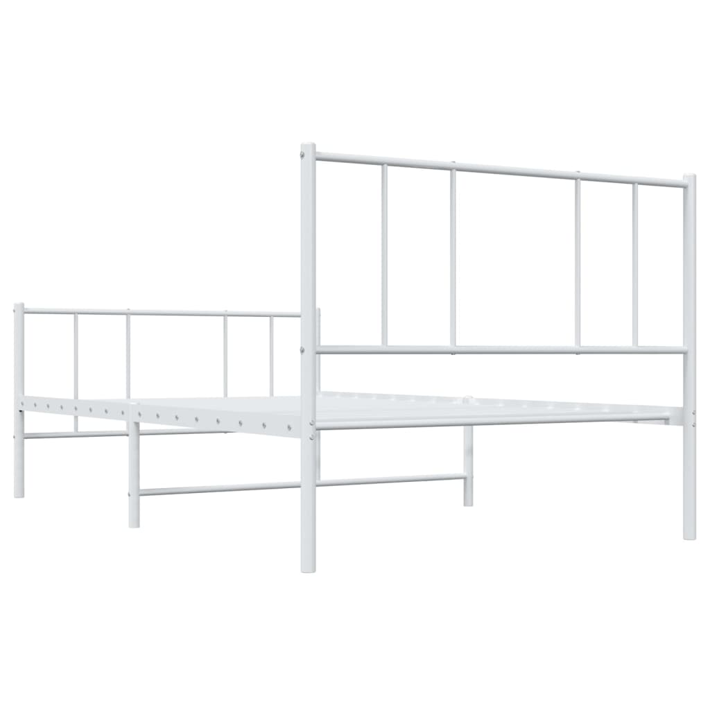 Cadru de pat metalic cu tăblie de cap/picioare, alb, 100x200 cm GartenMobel Dekor