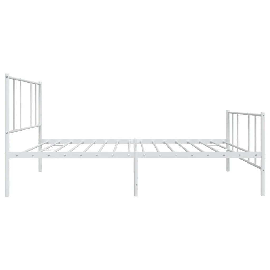 Cadru de pat metalic cu tăblie de cap/picioare, alb, 107x203 cm GartenMobel Dekor