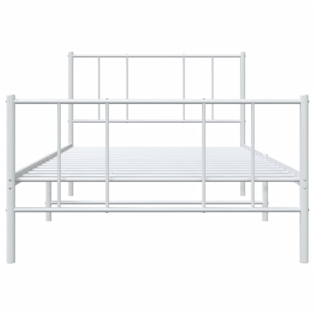 Cadru de pat metalic cu tăblie de cap/picioare, alb, 107x203 cm GartenMobel Dekor