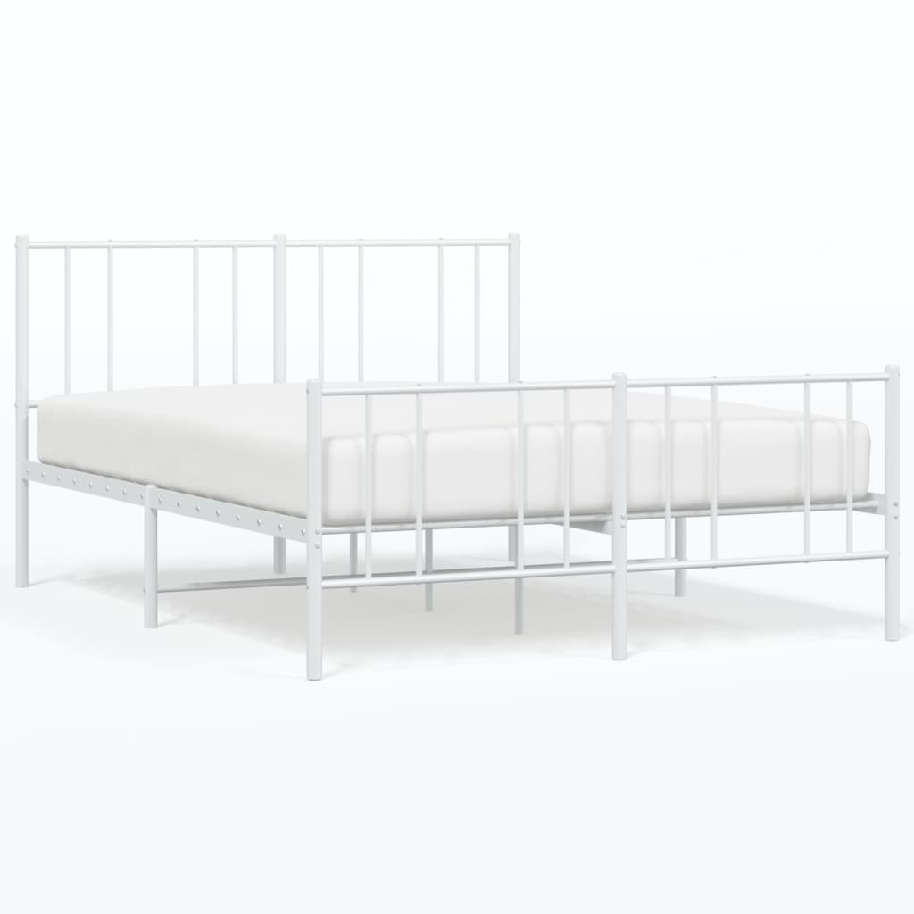 Cadru de pat metalic cu tăblie de cap/picioare, alb, 140x190 cm GartenMobel Dekor
