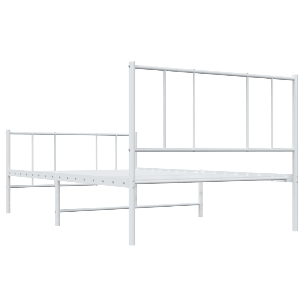 Cadru de pat metalic cu tăblie de cap/picioare, alb, 75x190 cm GartenMobel Dekor