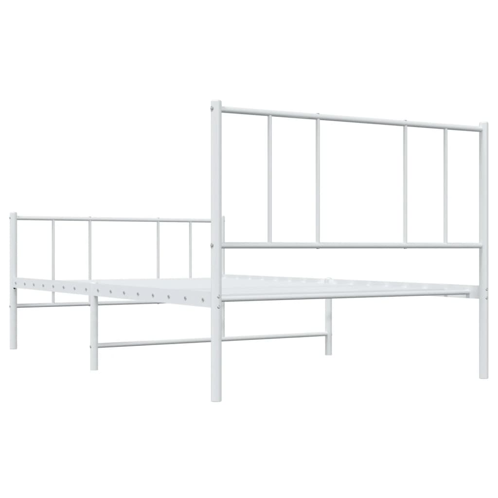 Cadru de pat metalic cu tăblie de cap/picioare, alb, 90x190 cm GartenMobel Dekor