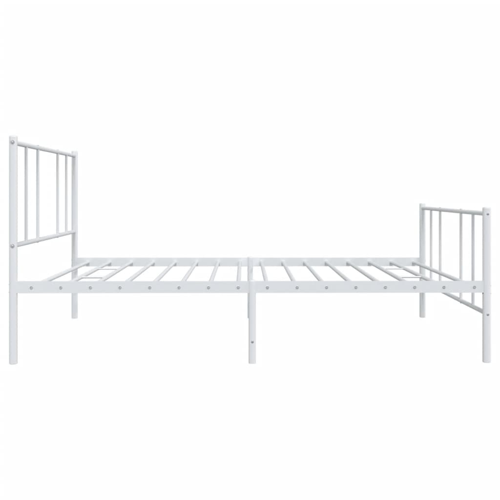 Cadru de pat metalic cu tăblie de cap/picioare, alb, 90x190 cm GartenMobel Dekor