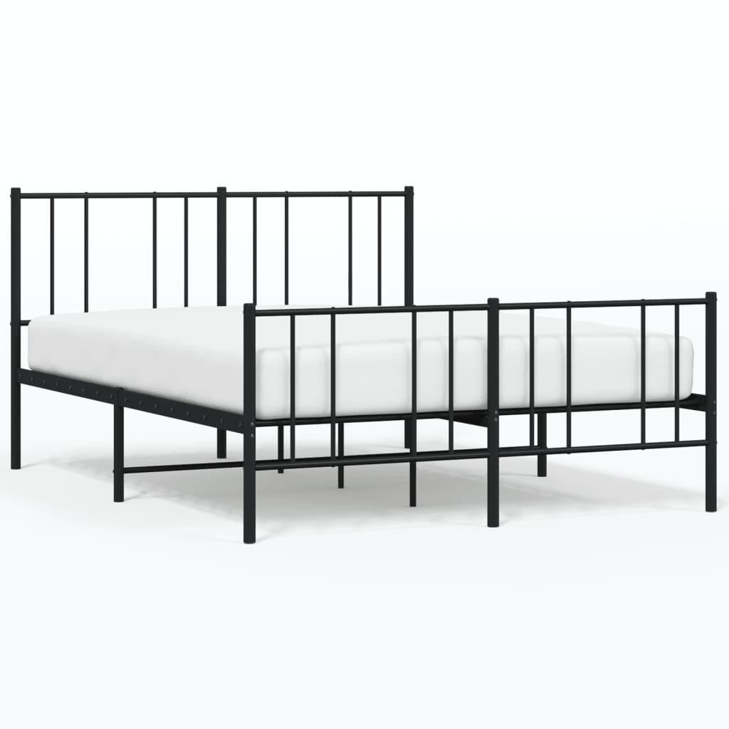 Cadru pat metalic cu tăblie de cap/picioare, negru, 120x190 cm GartenMobel Dekor
