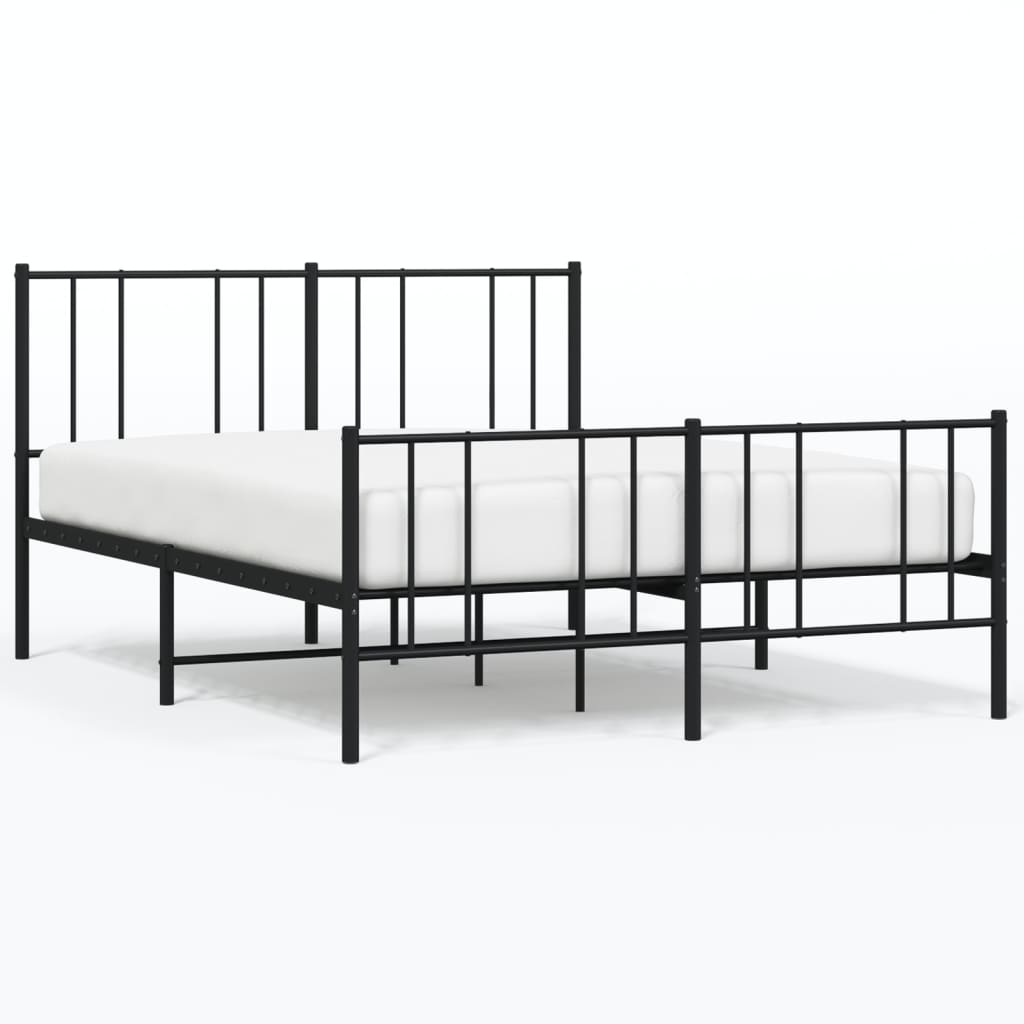 Cadru pat metalic cu tăblie de cap/picioare, negru, 120x200 cm GartenMobel Dekor