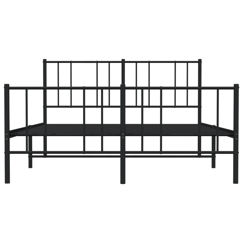 Cadru pat metalic cu tăblie de cap/picioare, negru, 120x200 cm GartenMobel Dekor