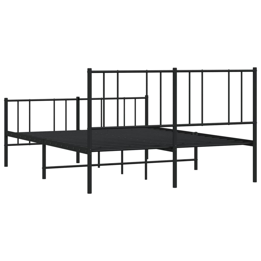 Cadru pat metalic cu tăblie de cap/picioare, negru, 120x200 cm GartenMobel Dekor