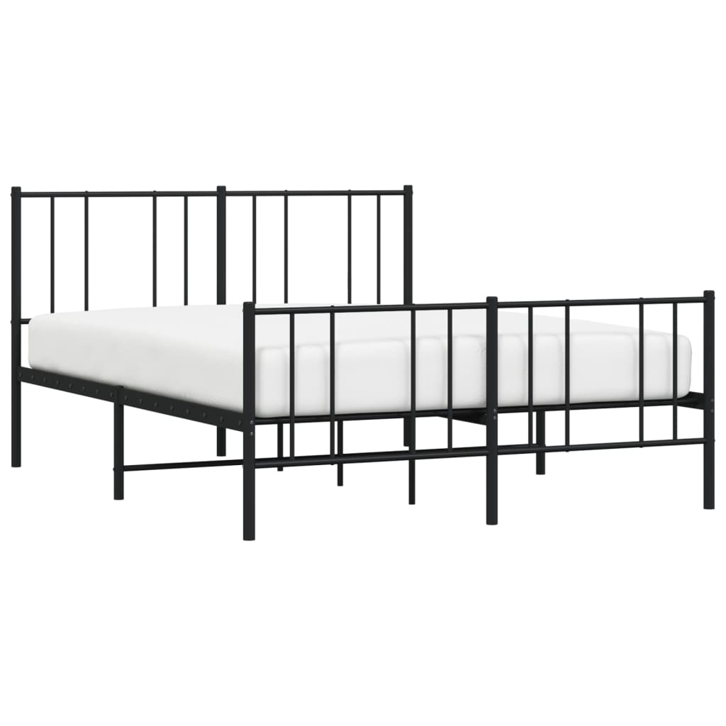 Cadru pat metalic cu tăblie de cap/picioare, negru, 120x200 cm GartenMobel Dekor