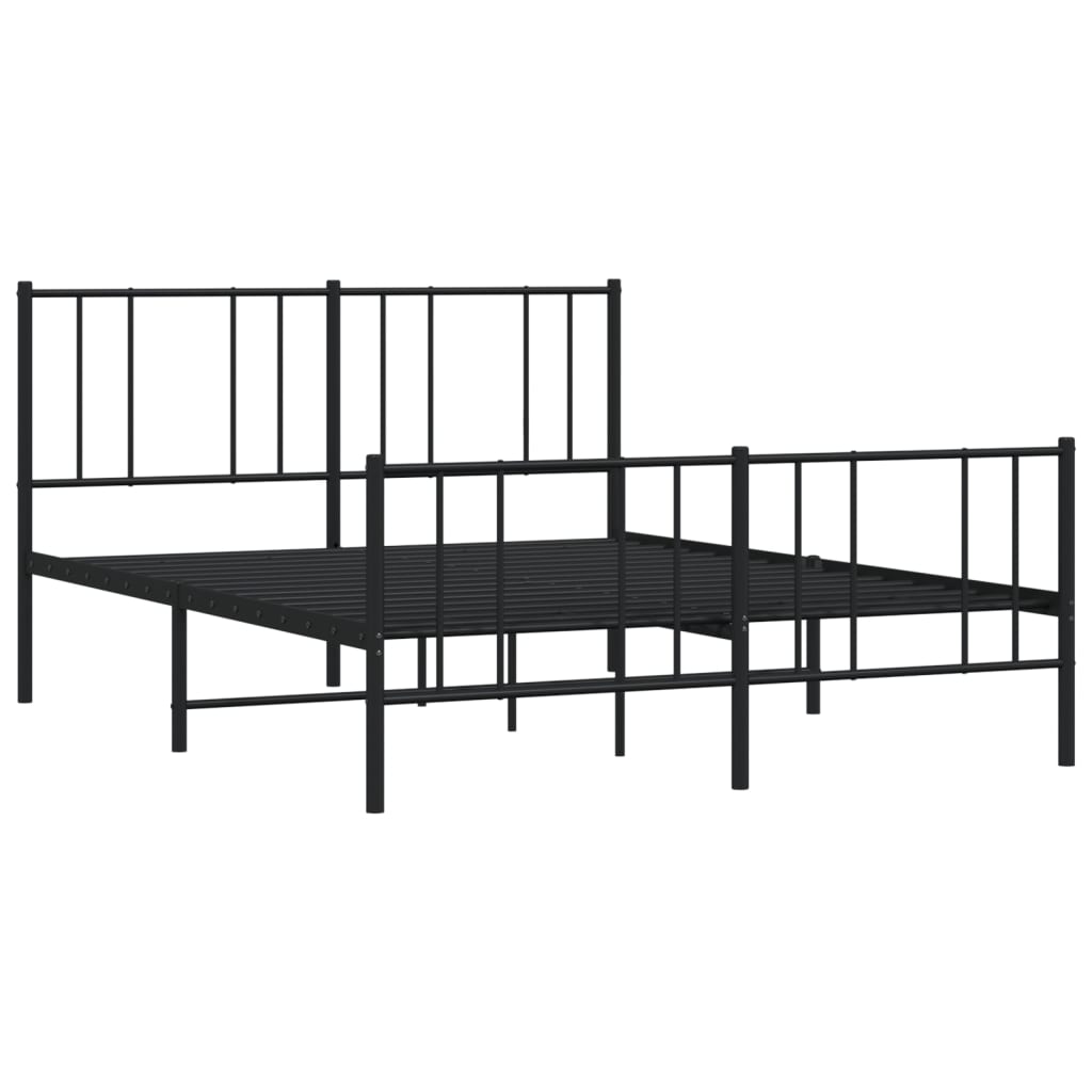 Cadru pat metalic cu tăblie de cap/picioare, negru, 120x200 cm GartenMobel Dekor