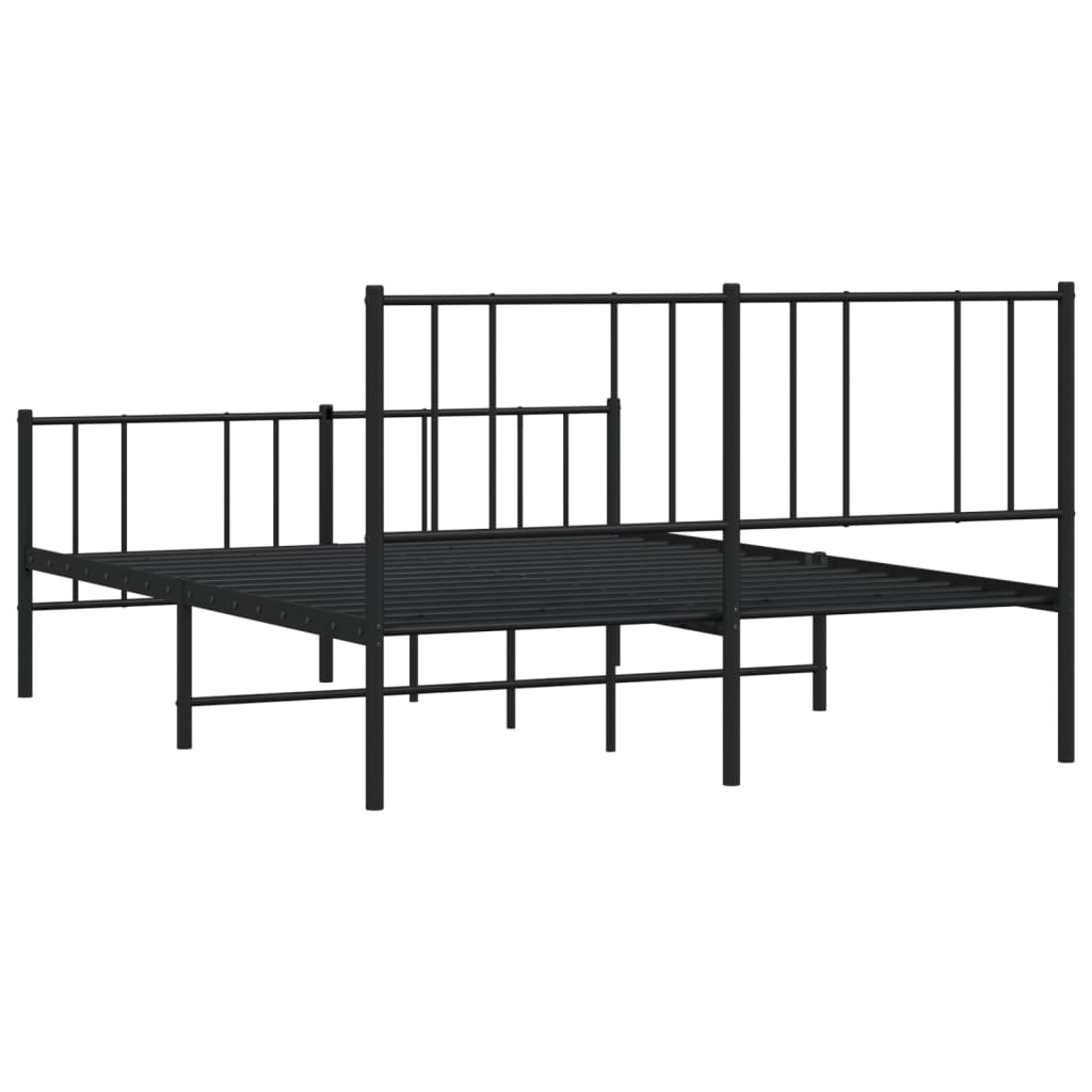 Cadru pat metalic cu tăblie de cap/picioare, negru, 135x190 cm GartenMobel Dekor