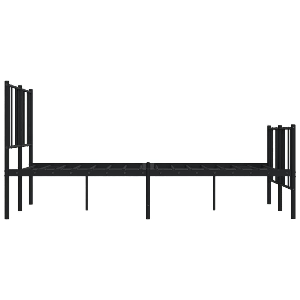 Cadru pat metalic cu tăblie de cap/picioare, negru, 140x190 cm GartenMobel Dekor