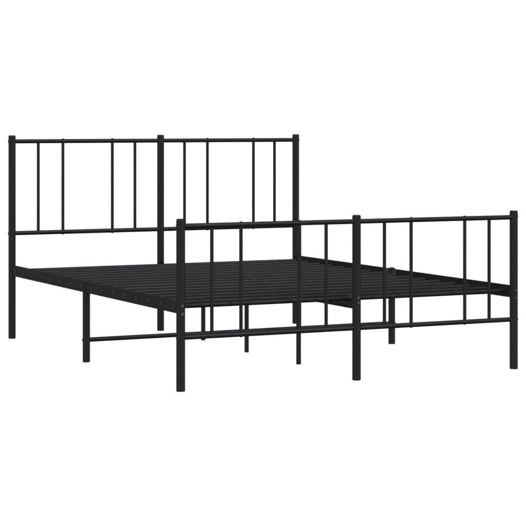 Cadru pat metalic cu tăblie de cap/picioare, negru, 140x190 cm GartenMobel Dekor