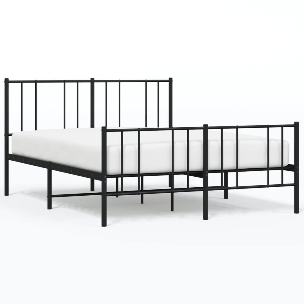 Cadru pat metalic cu tăblie de cap/picioare, negru, 140x190 cm GartenMobel Dekor