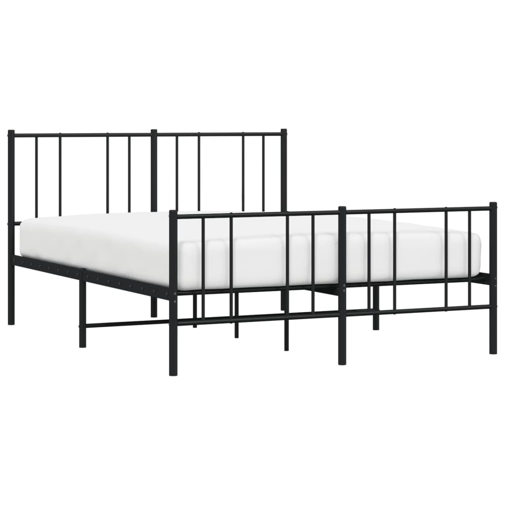 Cadru pat metalic cu tăblie de cap/picioare, negru, 140x190 cm GartenMobel Dekor