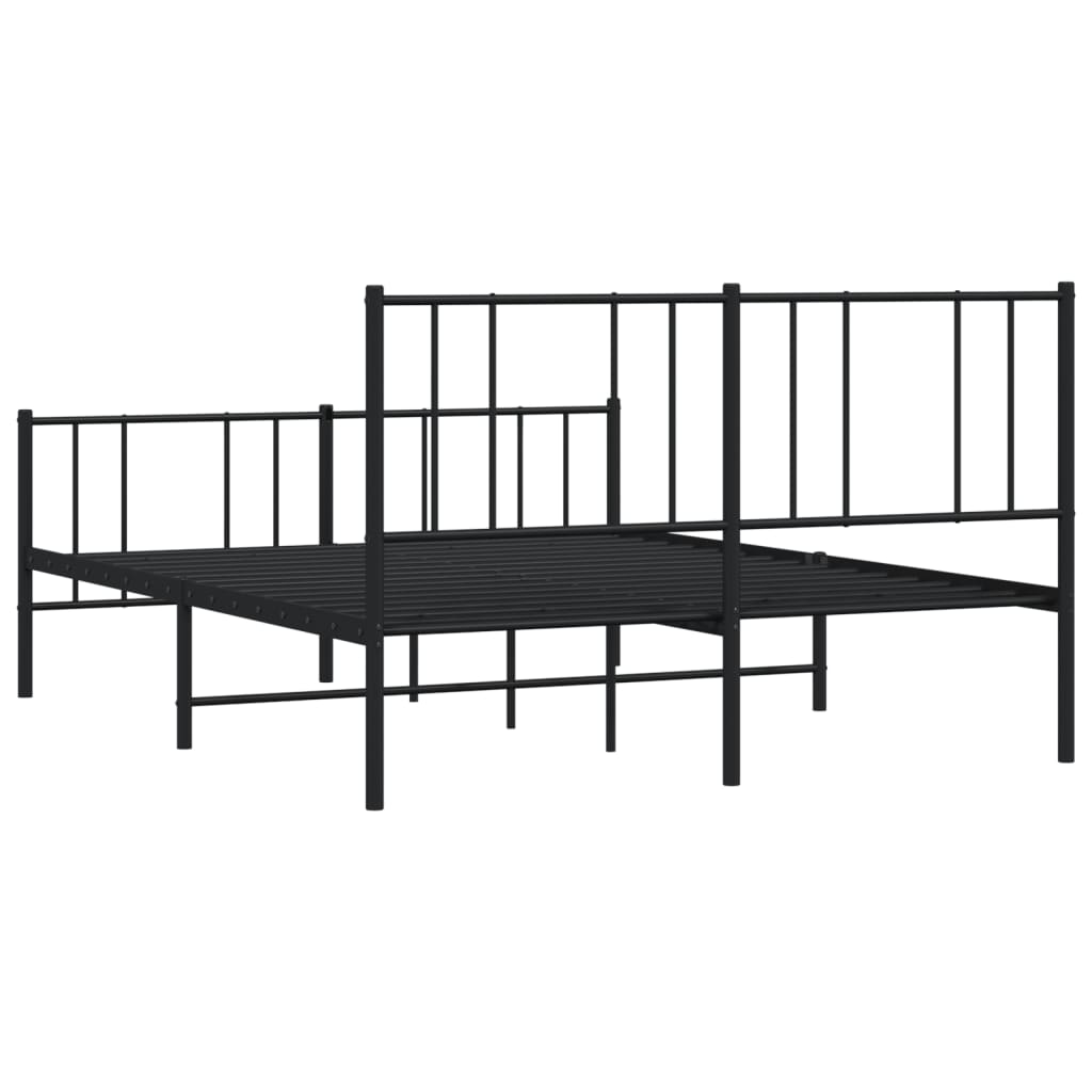 Cadru pat metalic cu tăblie de cap/picioare, negru, 140x200 cm GartenMobel Dekor