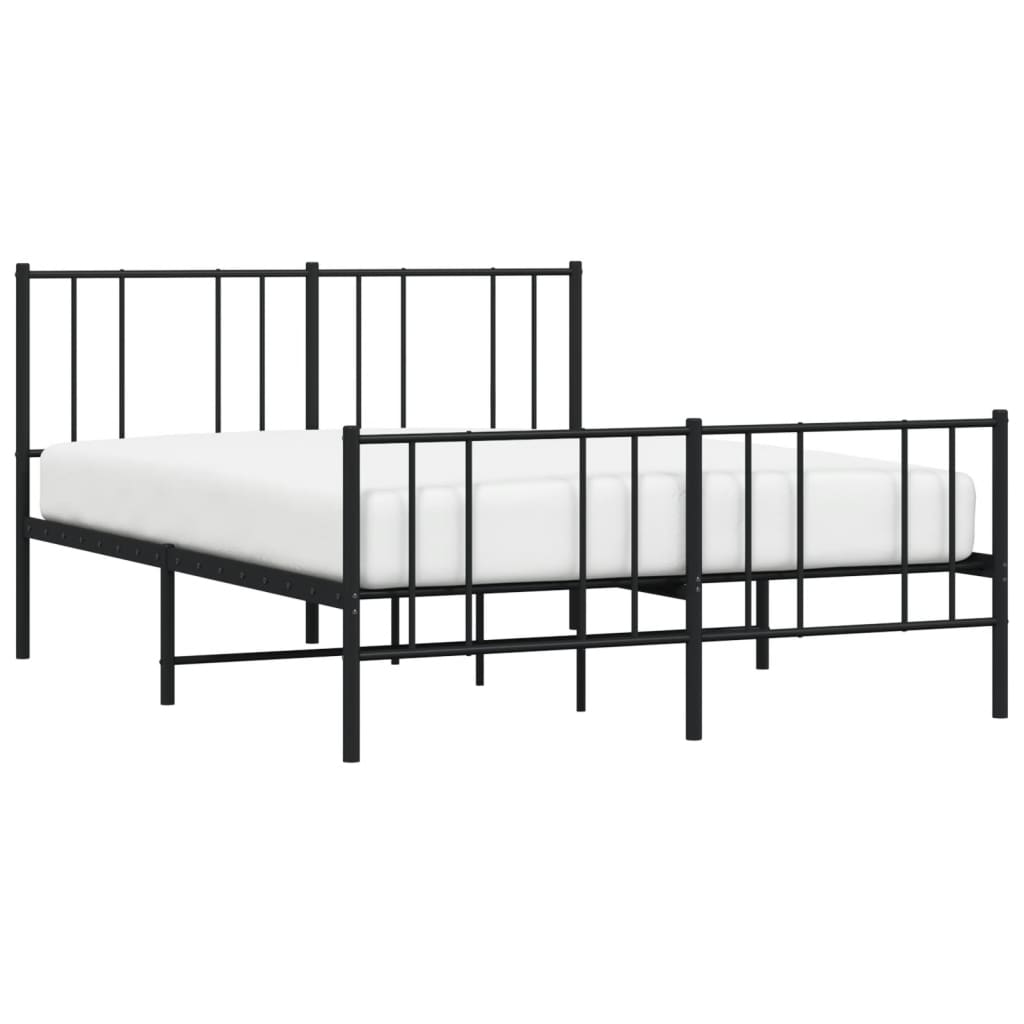 Cadru pat metalic cu tăblie de cap/picioare, negru, 140x200 cm GartenMobel Dekor