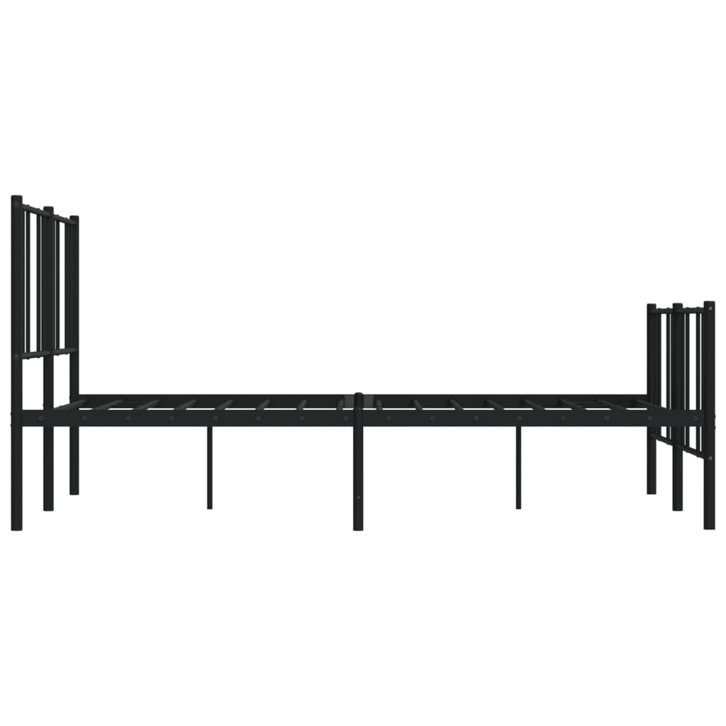 Cadru pat metalic cu tăblie de cap/picioare, negru, 150x200 cm GartenMobel Dekor