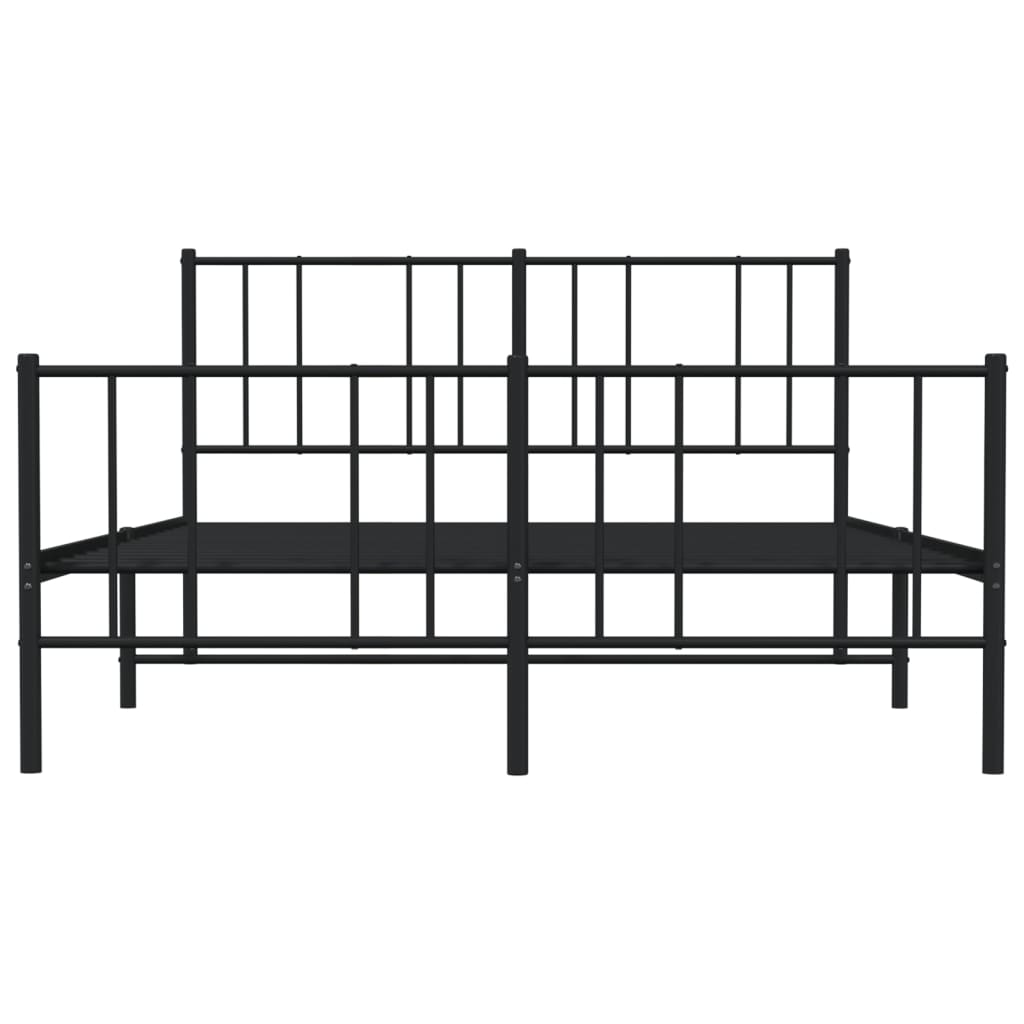 Cadru pat metalic cu tăblie de cap/picioare, negru, 150x200 cm GartenMobel Dekor