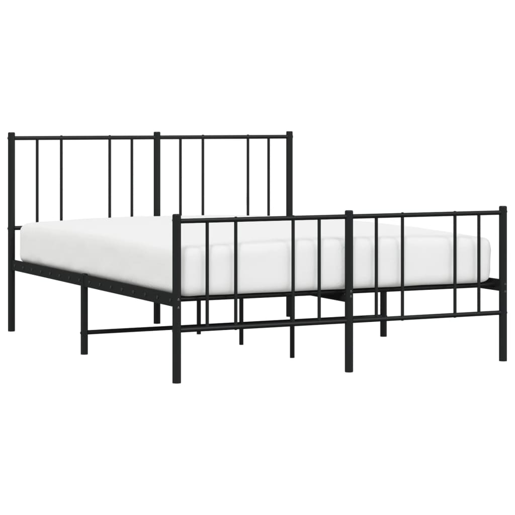 Cadru pat metalic cu tăblie de cap/picioare, negru, 150x200 cm GartenMobel Dekor