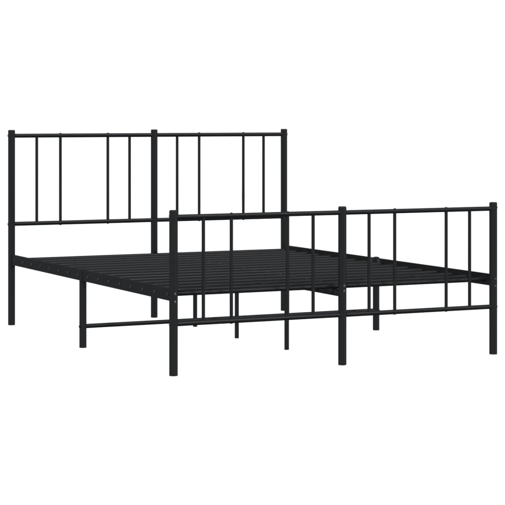 Cadru pat metalic cu tăblie de cap/picioare, negru, 150x200 cm GartenMobel Dekor