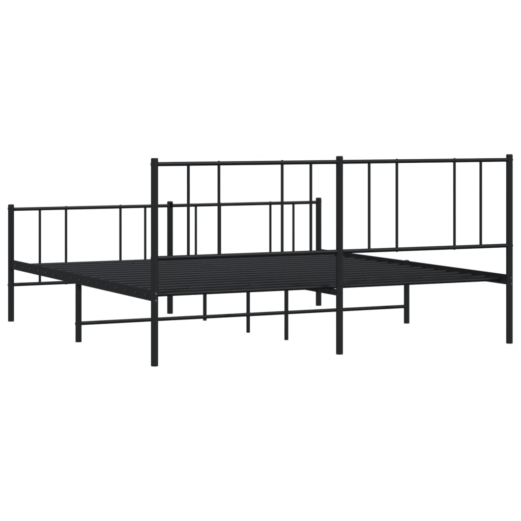 Cadru pat metalic cu tăblie de cap/picioare, negru, 180x200 cm GartenMobel Dekor