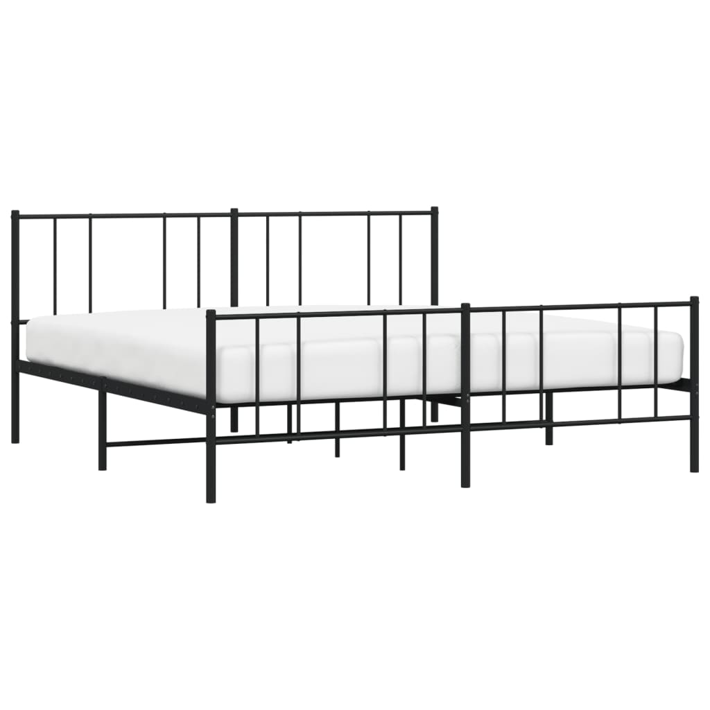 Cadru pat metalic cu tăblie de cap/picioare, negru, 180x200 cm GartenMobel Dekor