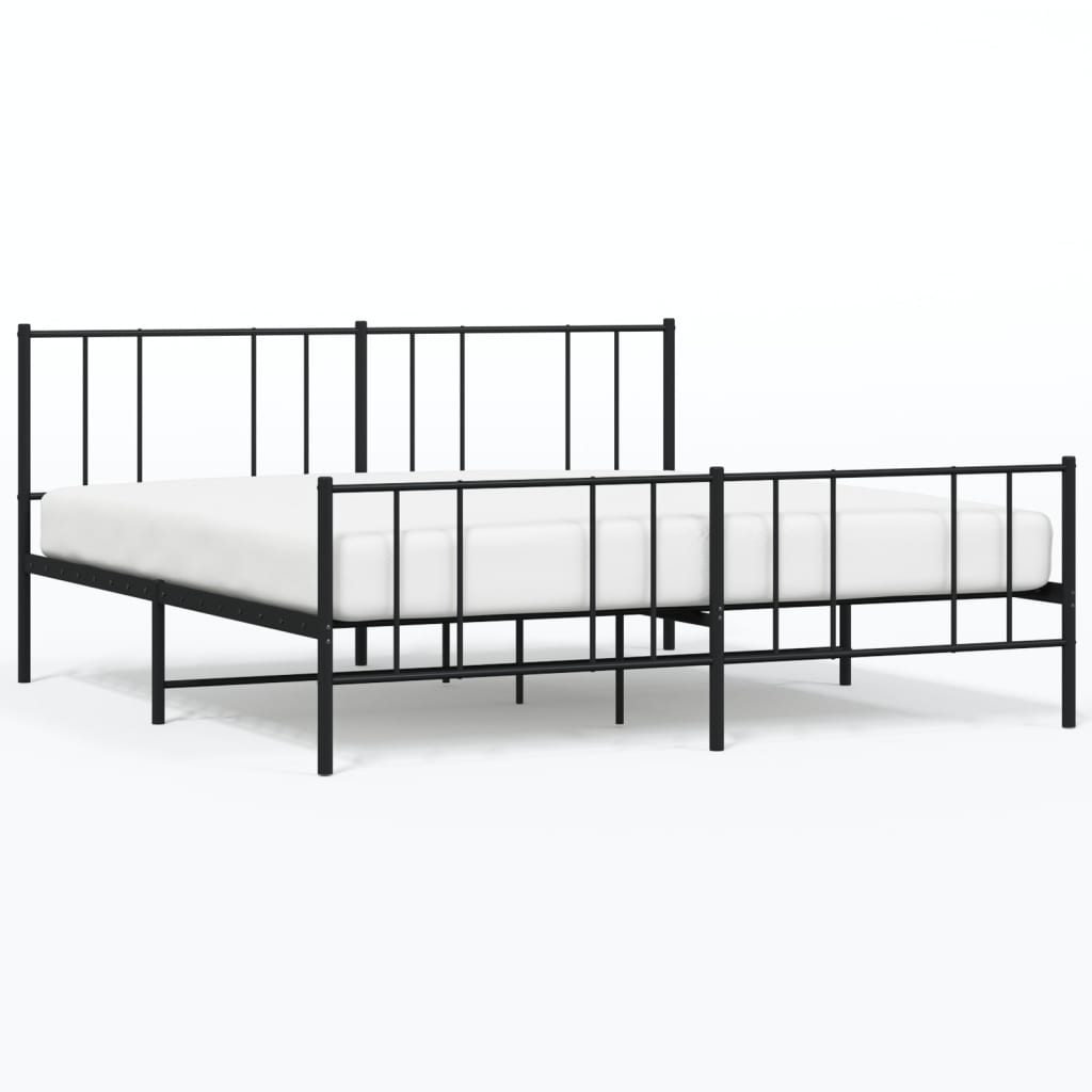 Cadru pat metalic cu tăblie de cap/picioare, negru, 180x200 cm GartenMobel Dekor