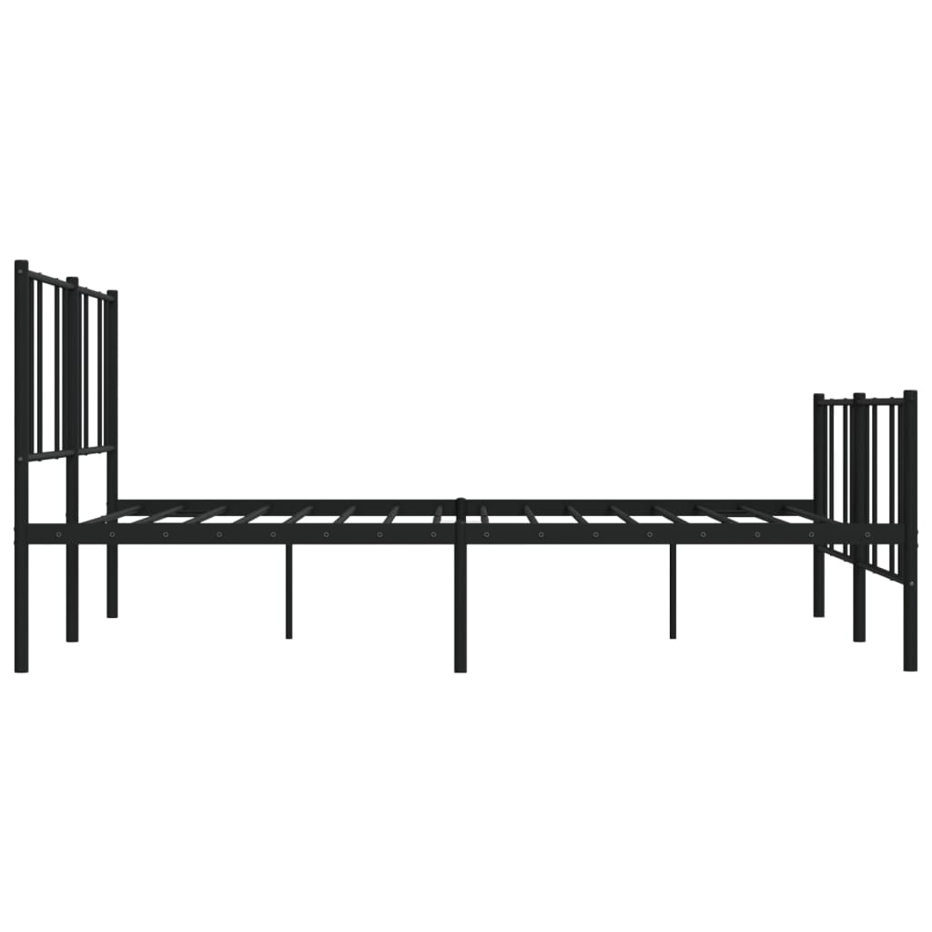 Cadru pat metalic cu tăblie de cap/picioare, negru, 180x200 cm GartenMobel Dekor