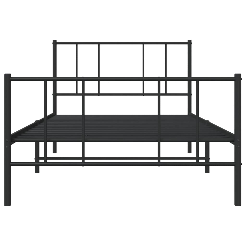 Cadru pat metalic cu tăblii de cap/picioare, negru, 100x190 cm GartenMobel Dekor