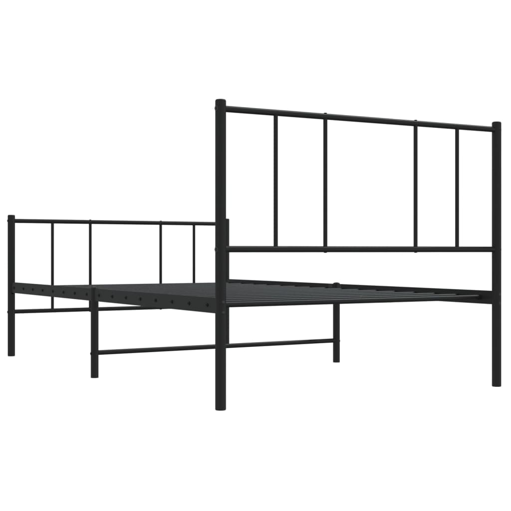 Cadru pat metalic cu tăblii de cap/picioare, negru, 107x203 cm GartenMobel Dekor