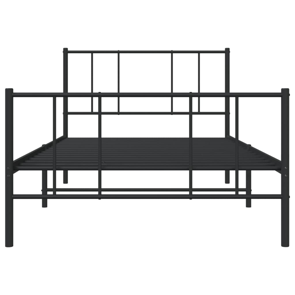 Cadru pat metalic cu tăblii de cap/picioare, negru, 107x203 cm GartenMobel Dekor
