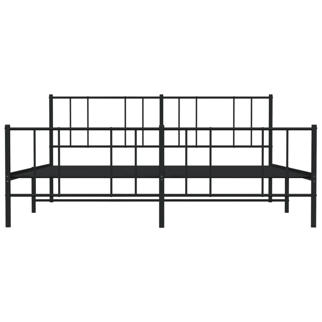 Cadru pat metalic cu tăblii de cap/picioare, negru, 183x213 cm GartenMobel Dekor