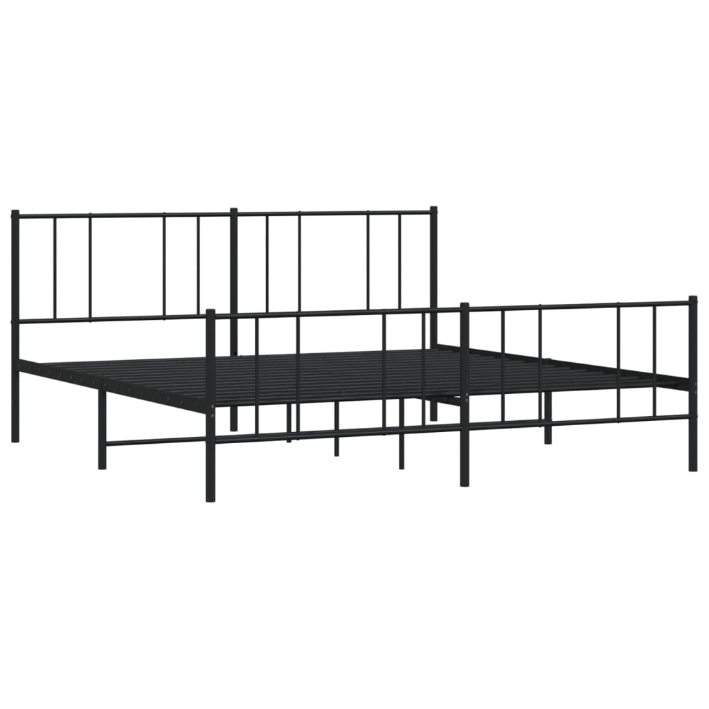 Cadru pat metalic cu tăblii de cap/picioare, negru, 183x213 cm GartenMobel Dekor