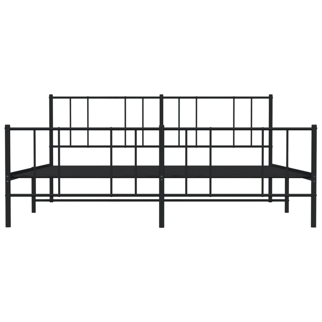 Cadru pat metalic cu tăblii de cap/picioare, negru, 193x203 cm GartenMobel Dekor