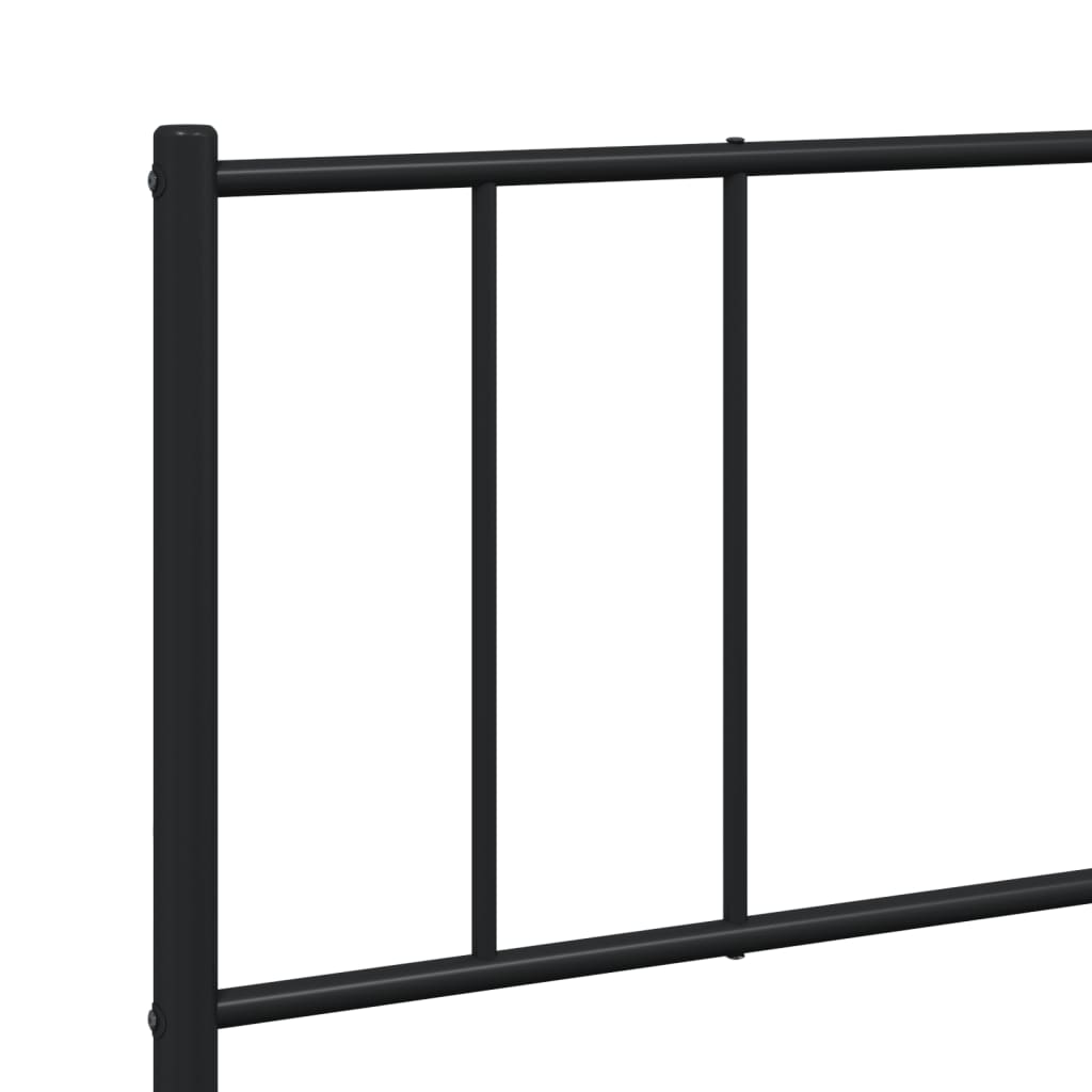 Cadru pat metalic cu tăblii de cap/picioare, negru, 200x200 cm GartenMobel Dekor